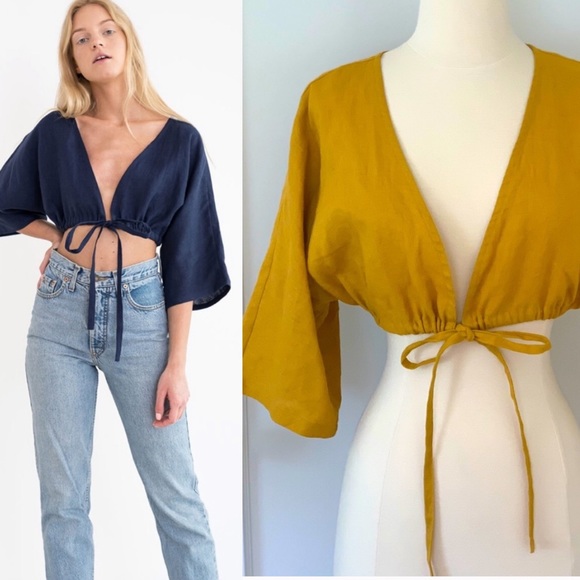 love and confuse Tops - Love and confuse Melissa linen crop top blouse